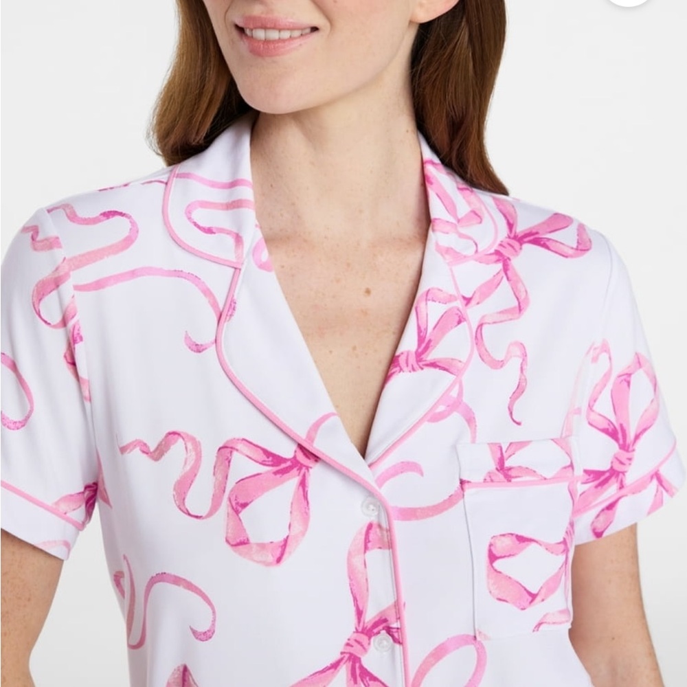 Pink Ribbon Print Pajama Set